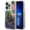 Guess GUHCP14XLFLSB iPhone 14 Pro Max 6,7 niebieski/blue hardcase Flower Liquid Glitter